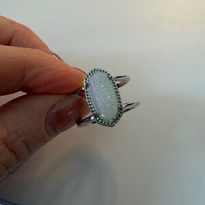 Kendra Scott Double band Silver and White Glitter Stone Ring